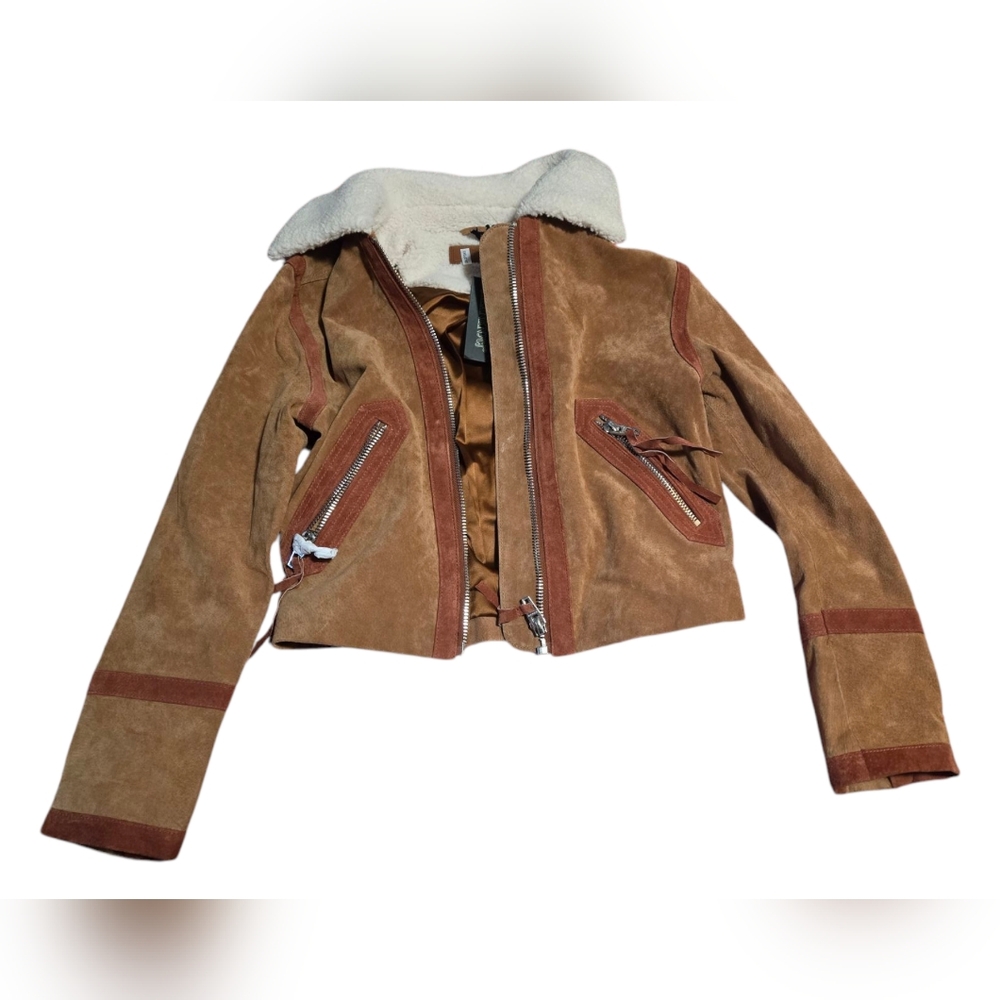 Brown Suede Jacket with Sherpa Collar
